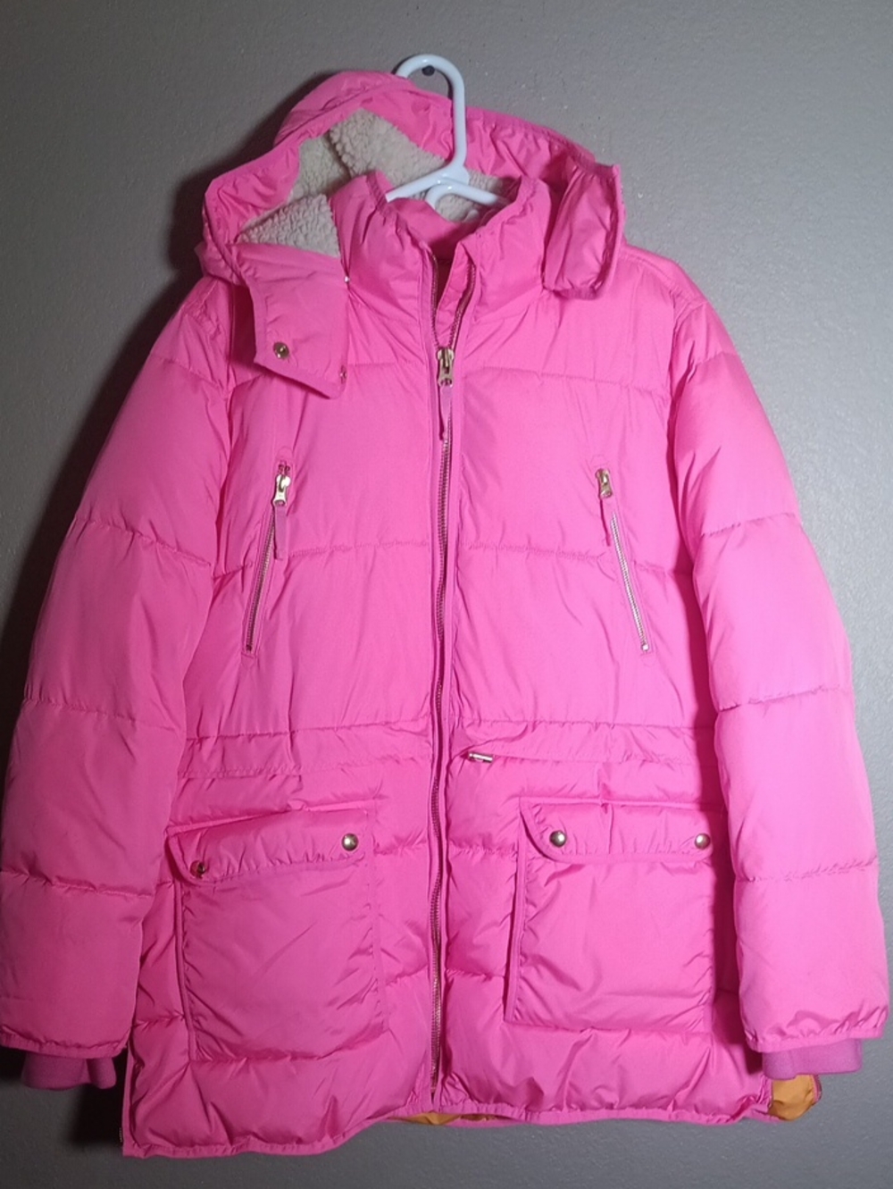 J. Crew Pink and Orange Signature Puffer